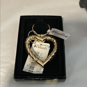 Whiting and Davis Gold Heart key Ring